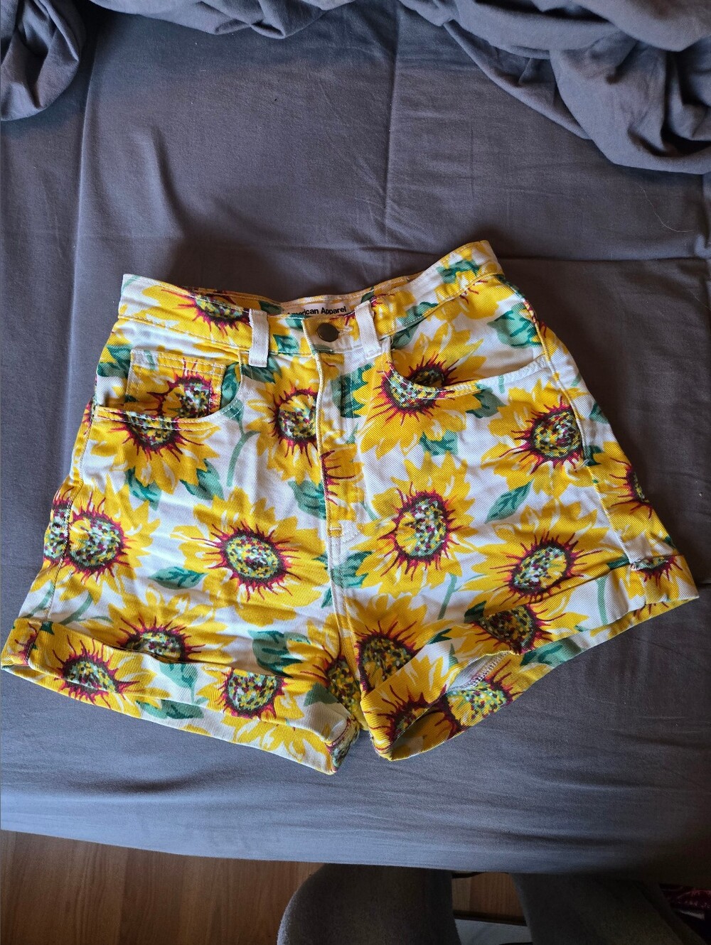 Vintage American Apparel Sunflower High Waisted Shorts